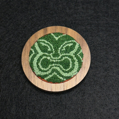 Embroidery Pin - VanTiki Logo in Walnut frame