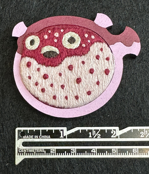 Embroidery Pin - Derpy Pufferfish
