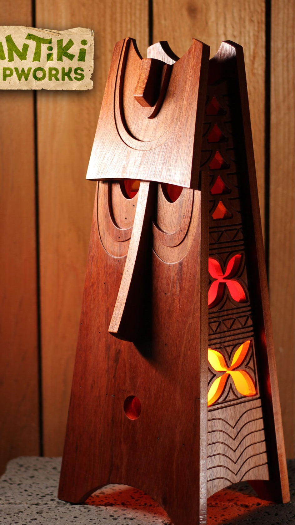 Tiki Lamp Cherry Wood VanTiki